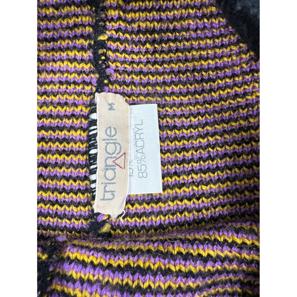 Vintage Triangle Knit Sweater Pants Set Womens‎ M Black Purple Yellow - Picture 11 of 14
